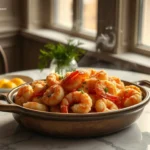 Delicious Oven-Baked Garlic Parmesan Shrimp flatlay