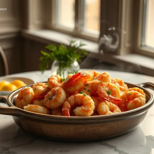 Delicious Oven-Baked Garlic Parmesan Shrimp flatlay