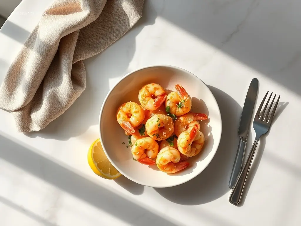 Delicious Oven-Baked Garlic Parmesan Shrimp flatlay