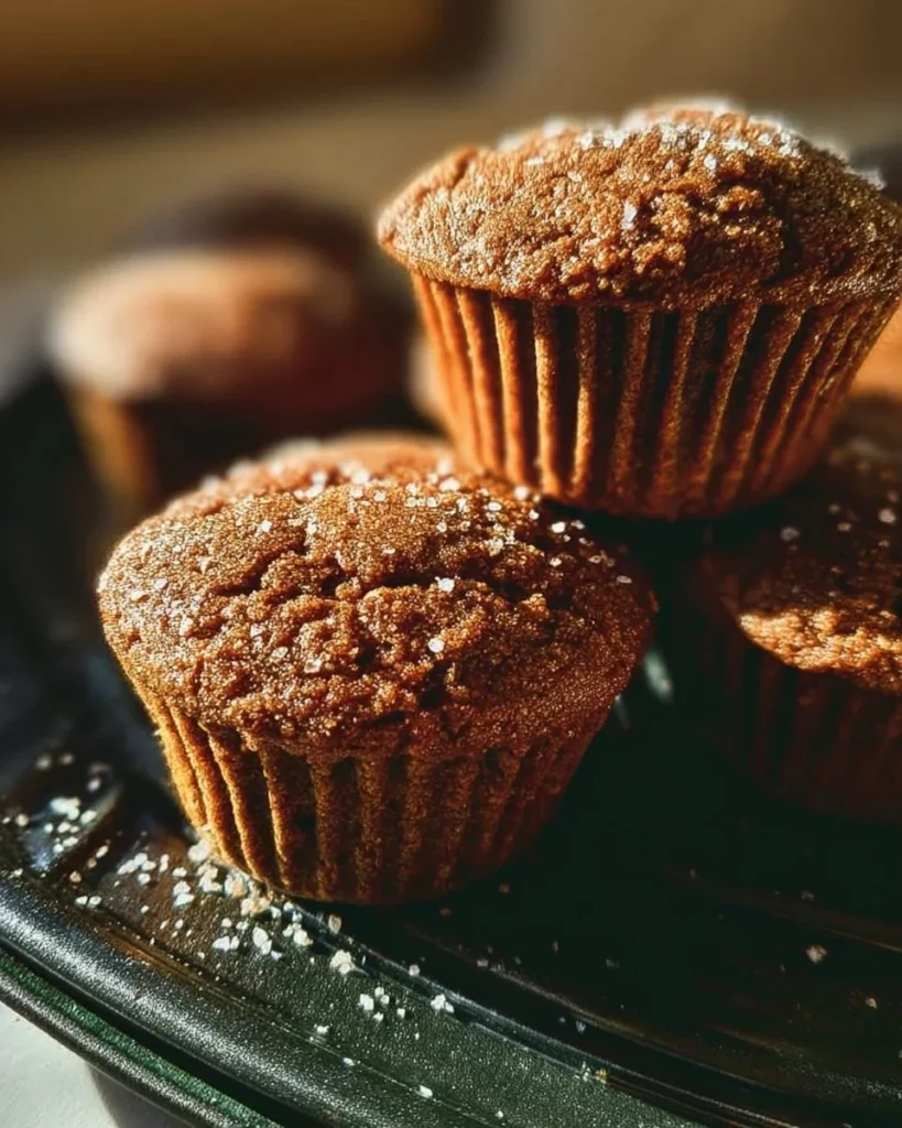 Bakery style gingerbread muffins with a sprinkle of cinnamon and sugar