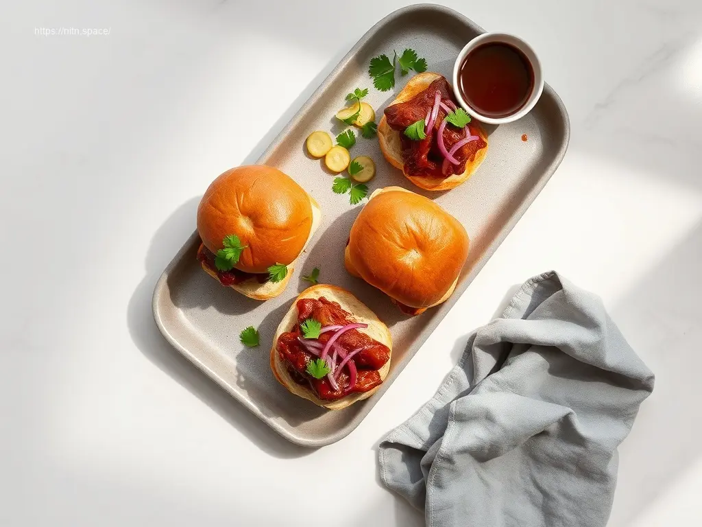 Delicious Crockpot BBQ Pulled Chicken Sliders on a platter