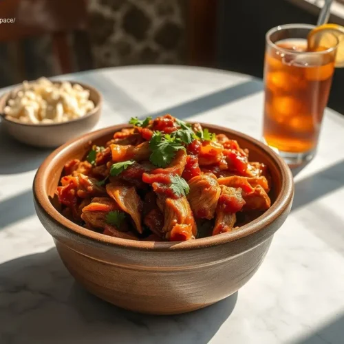 Delicious School Night BBQ Pulled Chicken flatlay for family meal