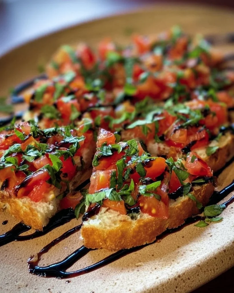 Delicious bruschetta dip served with crispy bread