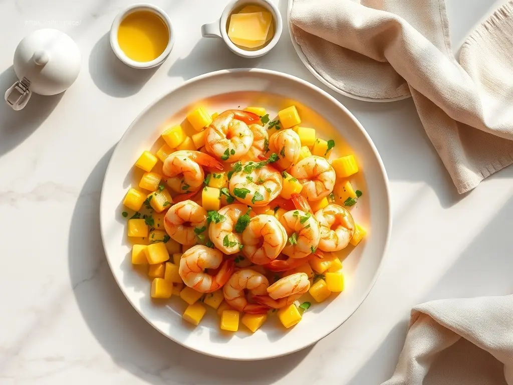 Delicious Cajun Garlic Butter Shrimp with Corn in an overhead shot