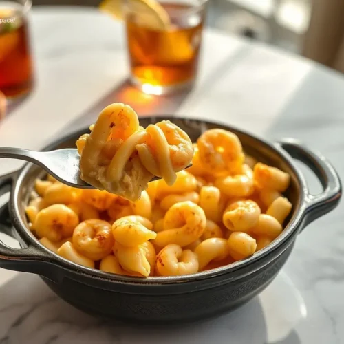 Delicious Cajun Shrimp Mac and Cheese flatlay