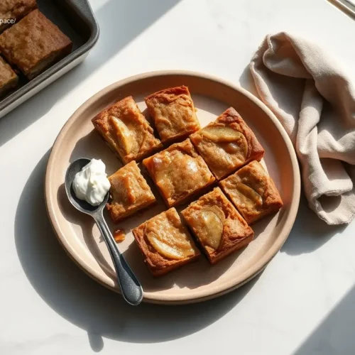Delicious Caramel Apple Blondies for Fall with powdered sugar