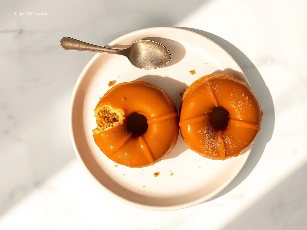 Delicious Caramel Pumpkin Spice Donuts on a white plate