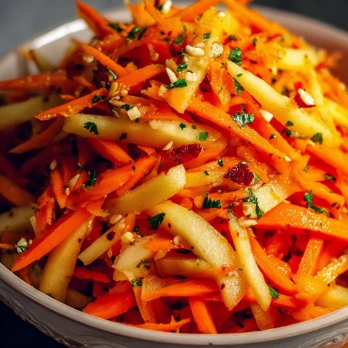 Fresh Carrot Apple Salad with colorful vegetables and fruits