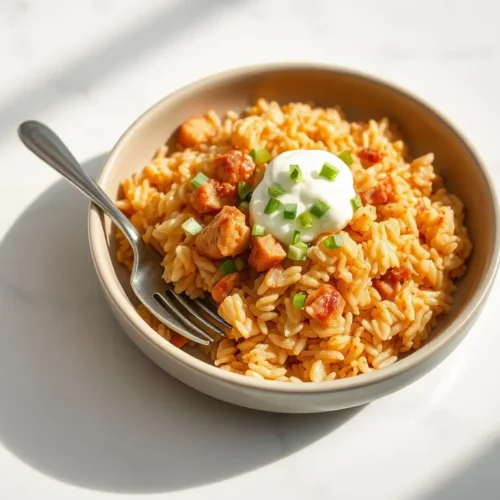 One-Pot Chicken Fajita Rice Crockpot with lime and cilantro