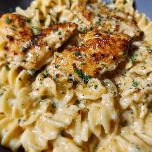 Delicious Chicken Garlic Parmesan Pasta served in a bowl with fresh herbs