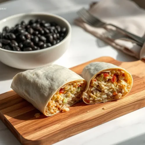 Large Batch Chicken Rice Burritos on a platter