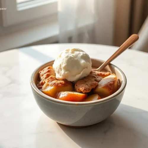 Warm cinnamon roll apple cobbler for Thanksgiving dessert