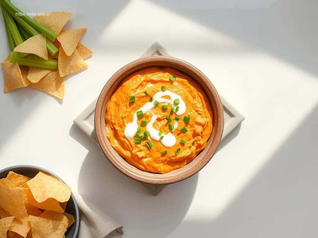 Delicious Crockpot Buffalo Chicken Dip Party Style with tortilla chips