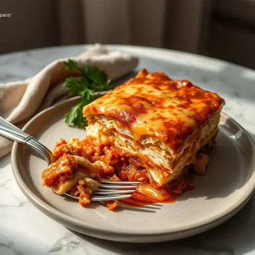Delicious Crockpot Chicken Enchilada Casserole overhead
