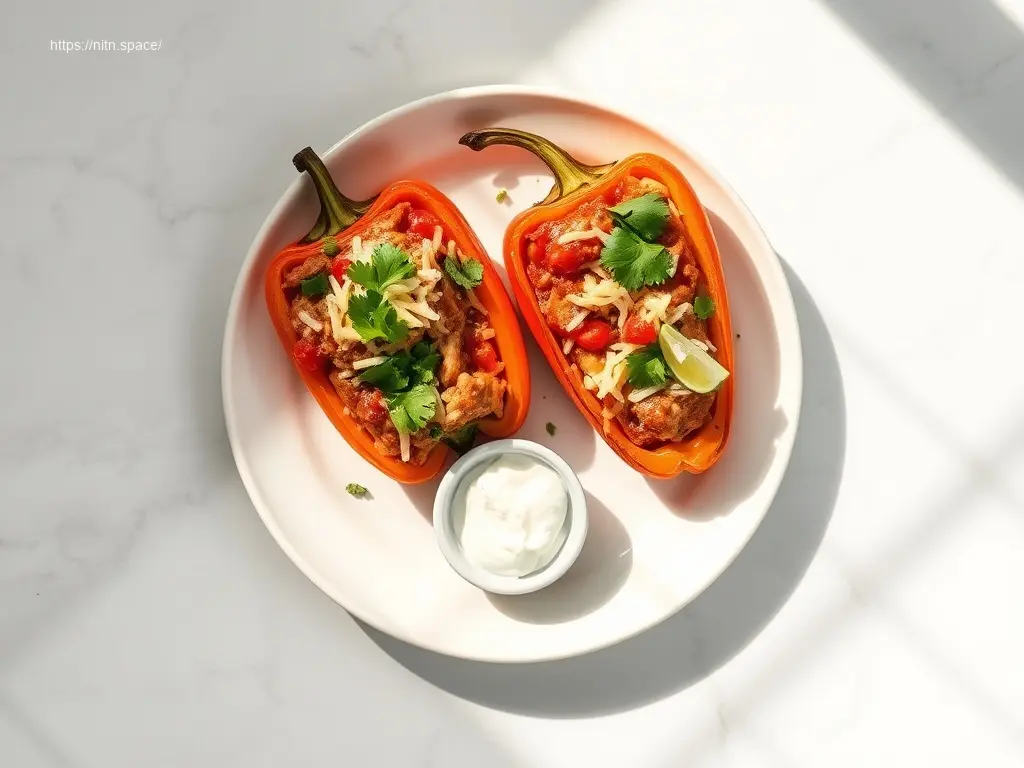 Delicious Crockpot Chicken Enchilada Stuffed Peppers