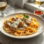 Delicious Dump and Go Chicken Alfredo ready to eat