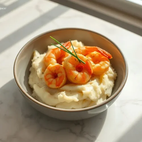Delicious Garlic Butter Shrimp Over Mashed Potatoes