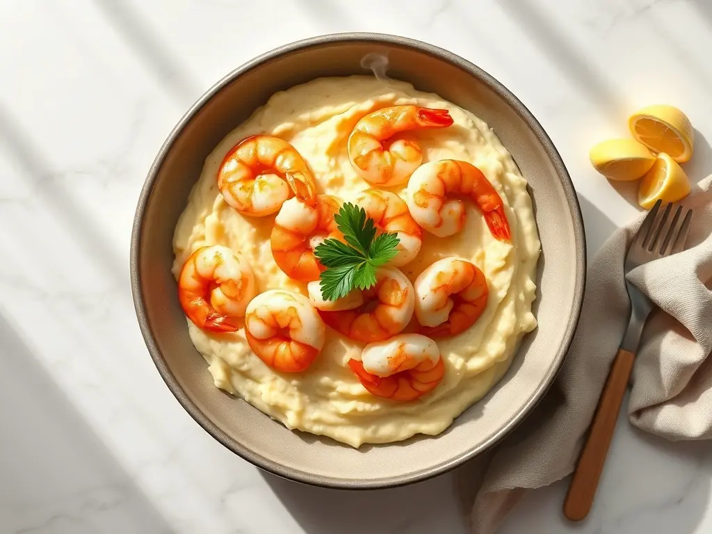 Delicious Garlic Butter Shrimp Over Mashed Potatoes