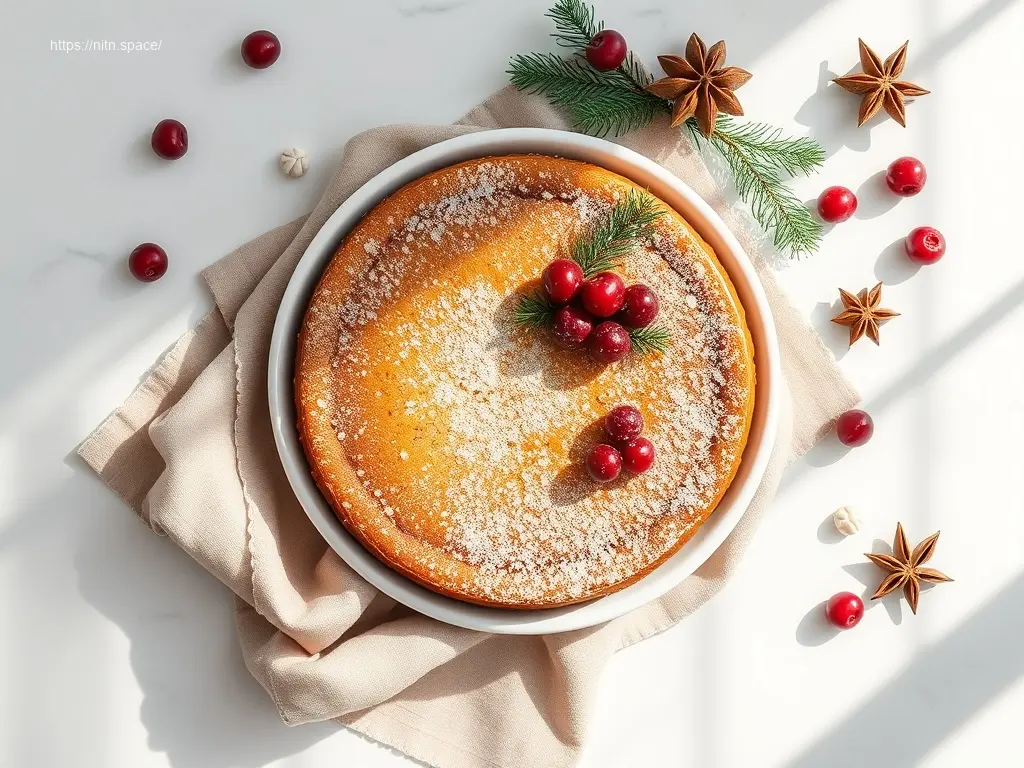 Delicious Gingerbread Crust Christmas Cheesecake artfully presented
