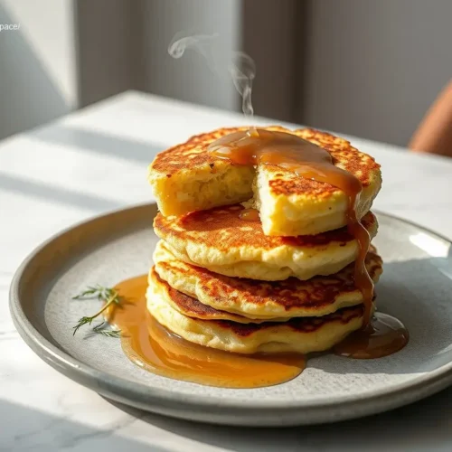 Delicious Gluten-Free Mashed Potato Pancakes on a white marble