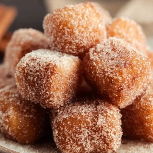 Delicious healthy air fryer churro bites dusted with cinnamon sugar.