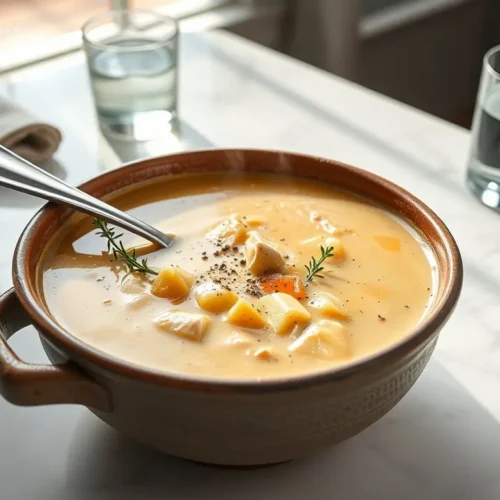Delicious healthy chicken pot pie soup