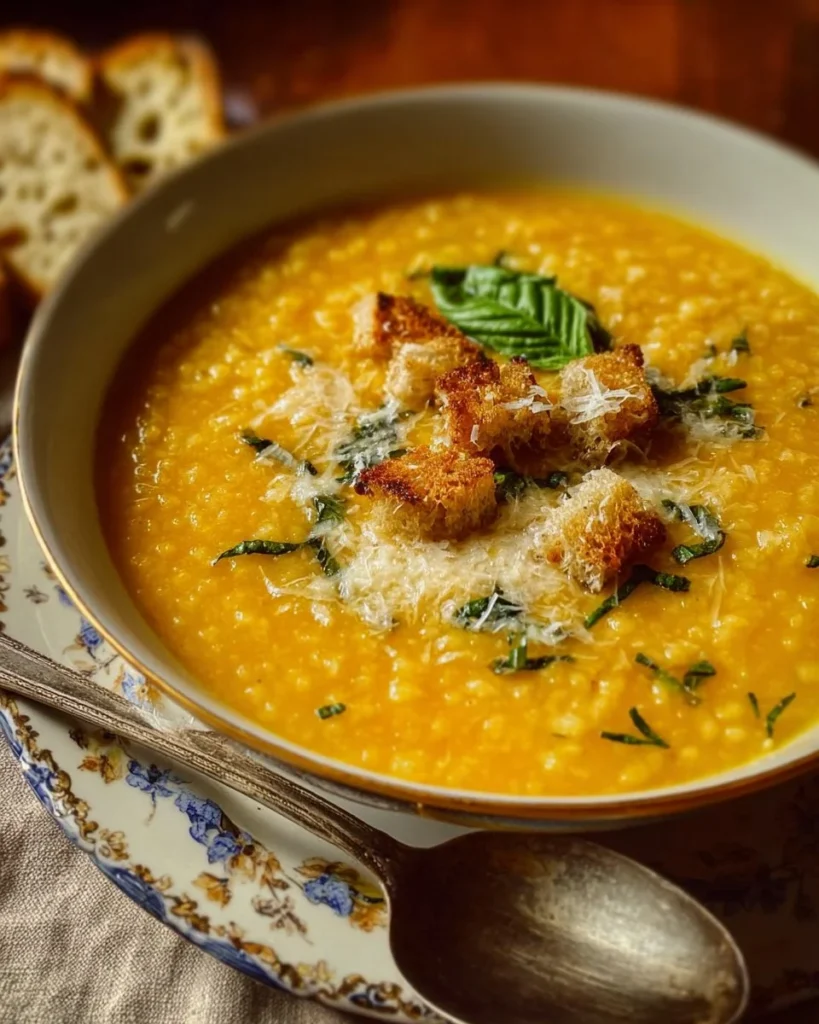 Bowl of Italian Penicillin Soup with herbs and vegetables