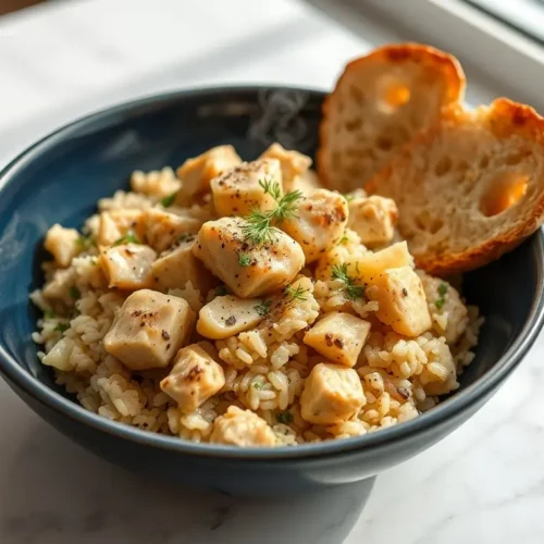 Delicious Lemon Herb Chicken & Rice Crockpot with fresh herbs