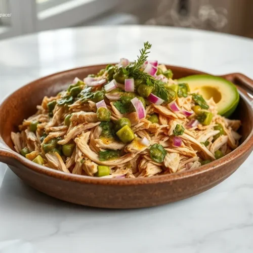 Delicious Low-Carb Salsa Verde Chicken overhead flatlay