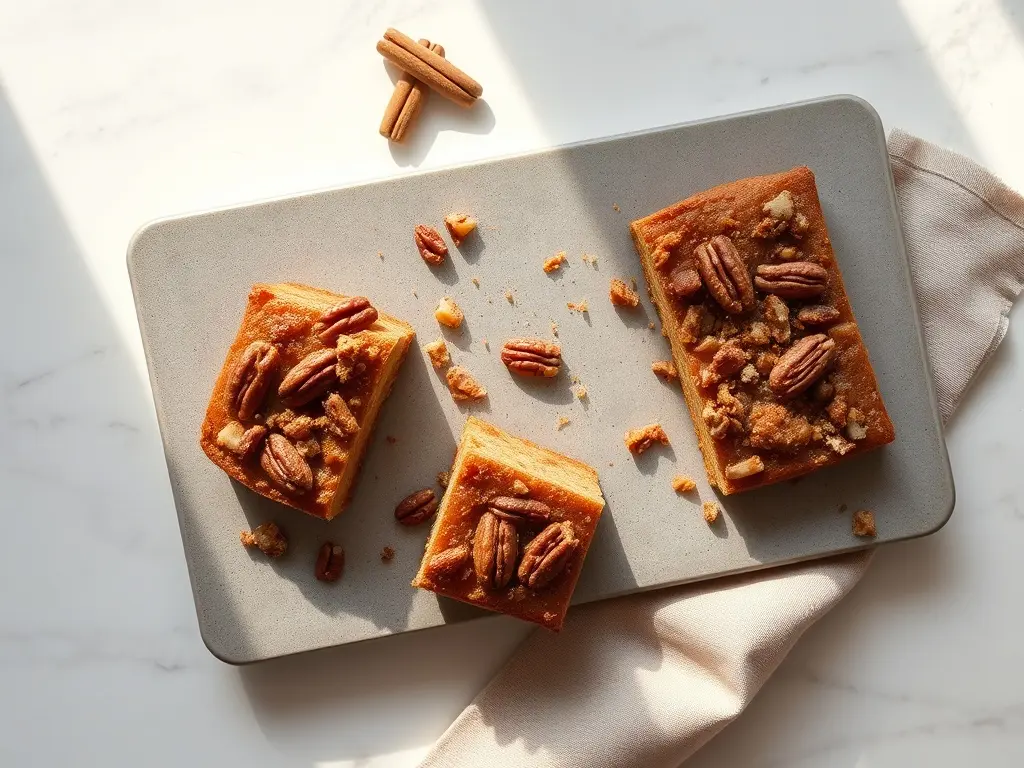 Delicious Maple Pecan Apple Bars on a marble table
