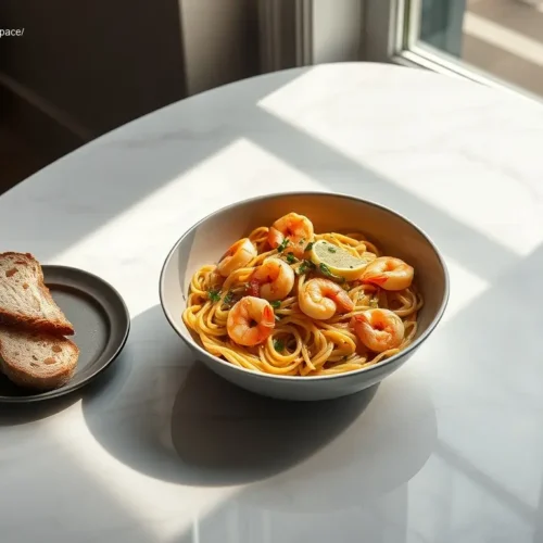 Delicious Marry Me Shrimp Pasta in a white bowl