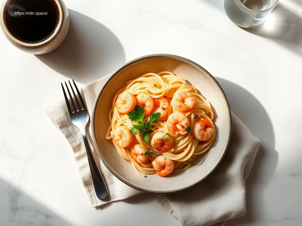 Delicious Marry Me Shrimp Pasta in a white bowl