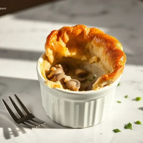 Creamy Mushroom Chicken Pot Pie with golden crust