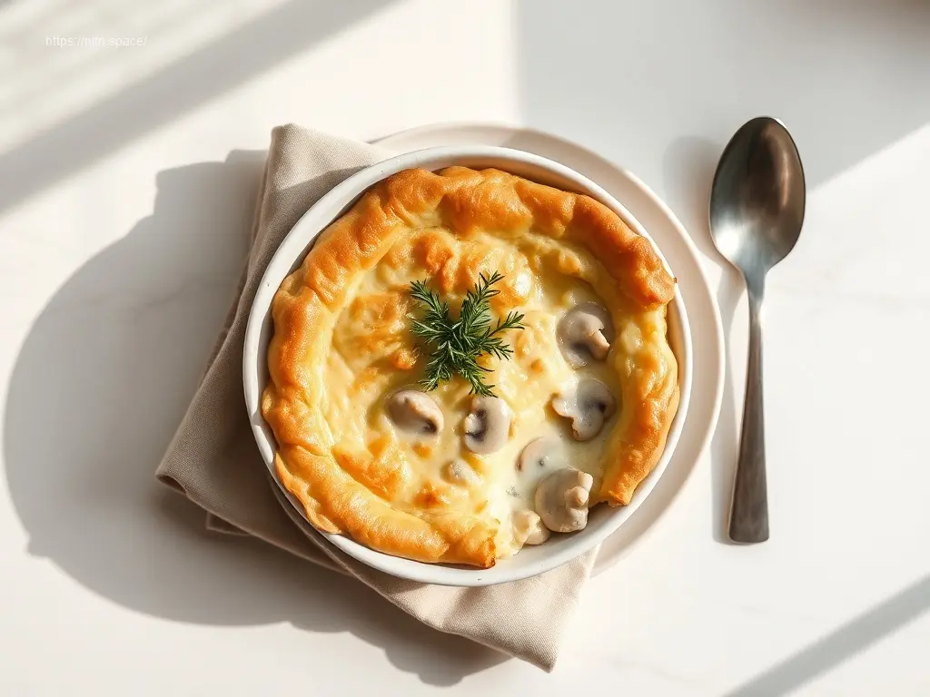 Creamy Mushroom Chicken Pot Pie with golden crust