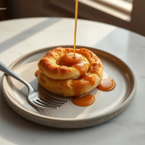 Flaky Pumpkin Cream Cheese Danish with Puff Pastry on marble