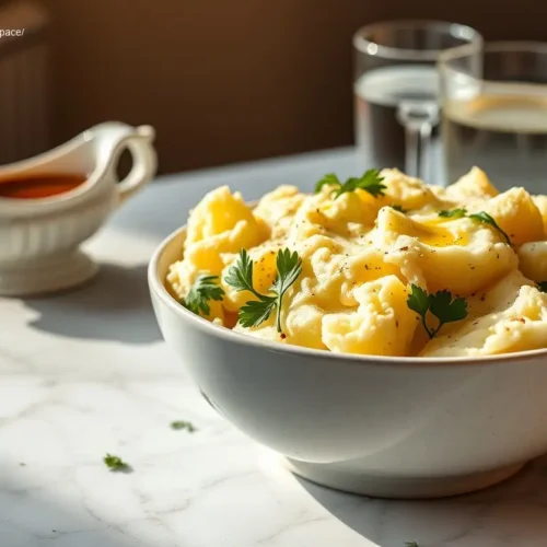 Delicious Roasted Garlic Herb Mashed Potatoes with fresh chives