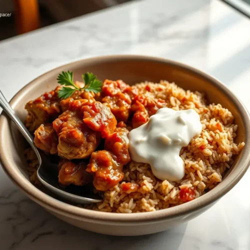 Delicious Slow Cooker Salsa Chicken with Brown Rice