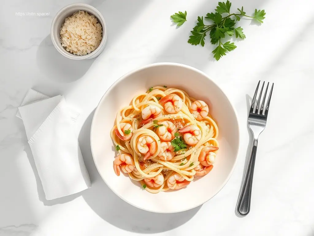 Delicious Shrimp Carbonara with Parmesan