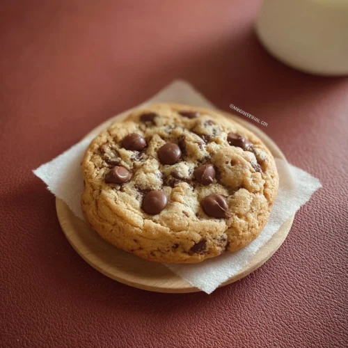Single serve chocolate chip cookie without egg, perfect for a quick treat