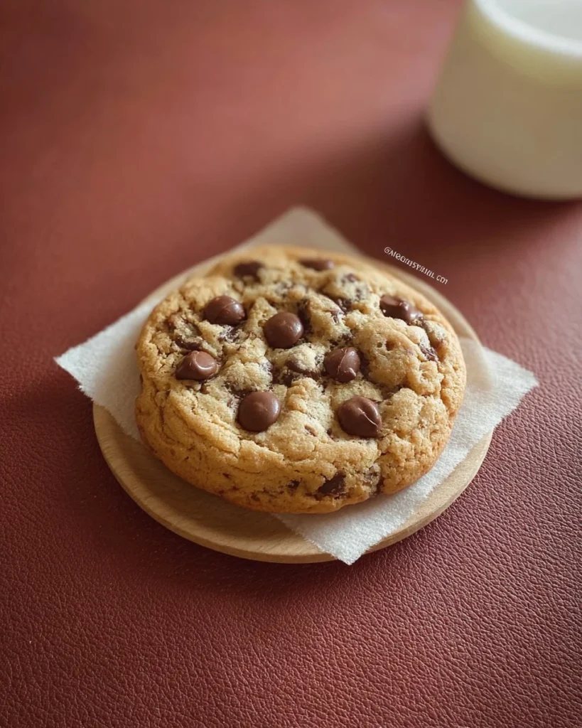 Single serve chocolate chip cookie without egg, perfect for a quick treat