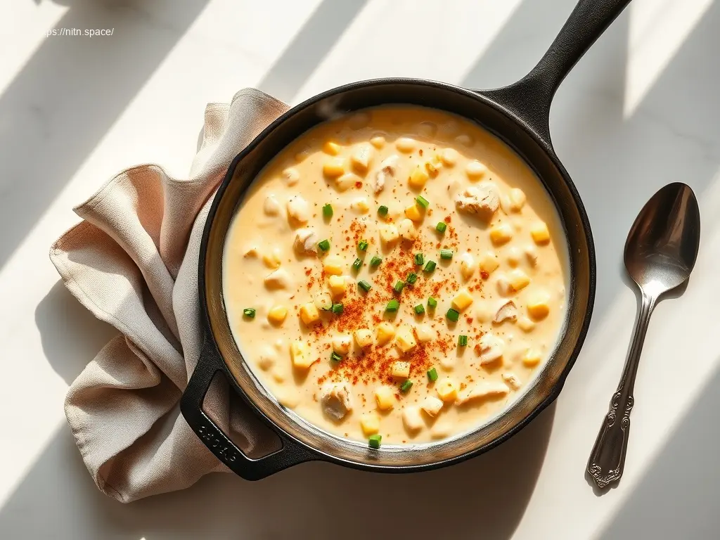 Delicious Skillet Creamed Corn with Turkey for holiday meals