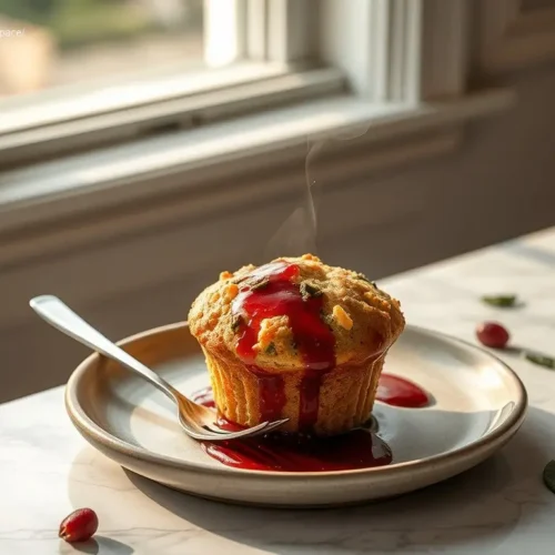 Delicious Stuffing Muffins with Cranberry Glaze for Thanksgiving