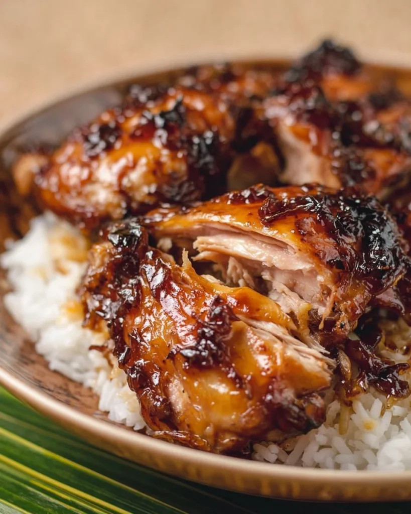 Sweet Hawaiian Crockpot Chicken recipe with tropical flavors.