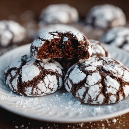 Delicious chocolate crinkle cookies dusted with powdered sugar