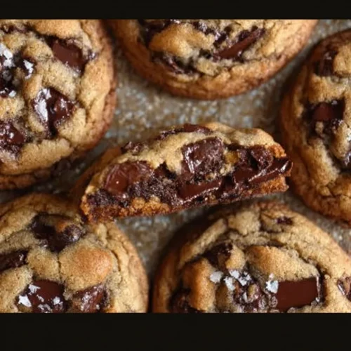 Ultra thick chocolate chip cookies with crispy edges and gooey centers loaded with chocolate.